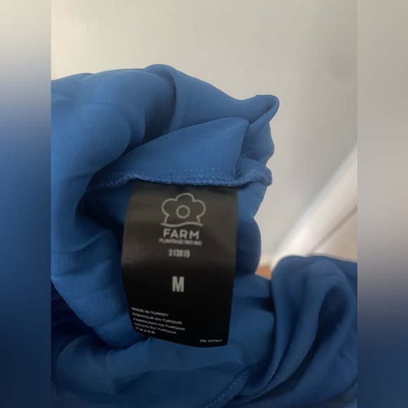 Farm Rio Blue Satin Cutout Midi Dress - Picture 7 of 7